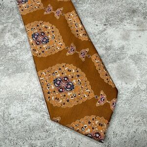 Imani Uomo Microfiber Tie Mens One Size Orange Geometric Made In China Necktie